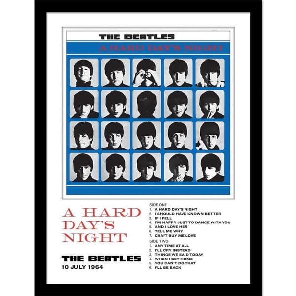 The Beatles A Hard Day´s Night Framed Print Blue/White/Black 40cm x 30cm