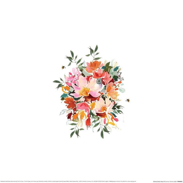 Summer Thornton Chelsea Rustic Floral Print White/Multicoloured 30cm x 30cm x 0.21cm