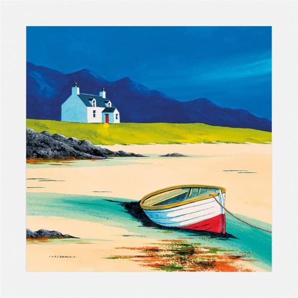 Anthony Barber Low Tide - Lewis Mounted Print Beige/Blue/Green 40cm x 40cm x 0.15cm