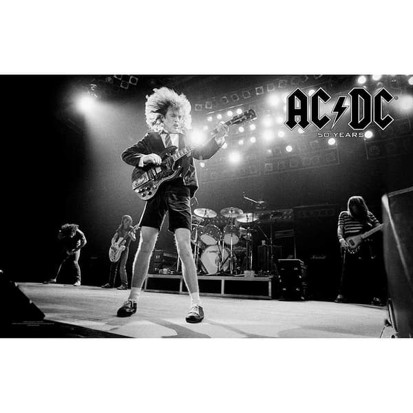 AC/DC 50 Years Textile Poster Black/White One Size