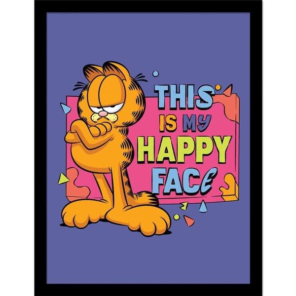 Garfield This Is My Happy Place Framed Poster Blue 40cm x 30cm