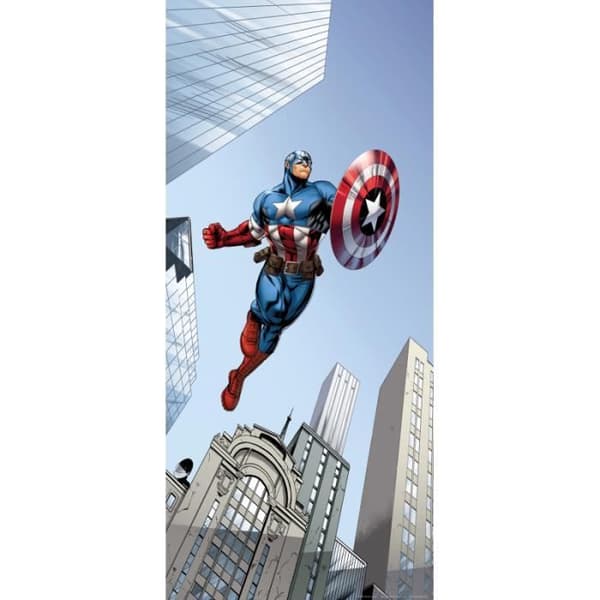 Poster dörr - Marvel - Captain America - H 202 x B 90 cm - Flerfärgad - Väggdekoration