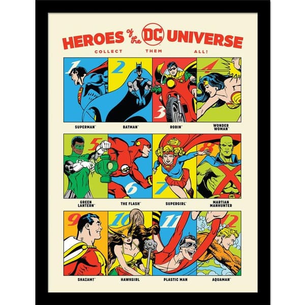 DC Comics Heroes Of The DC Universe Framed Print Multicoloured 40cm x 30cm