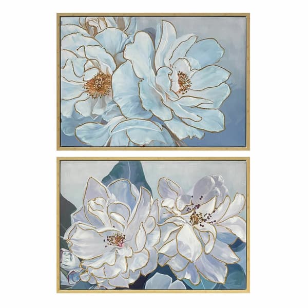 Tavla DKD Home Decor 100 x 4 x 70 cm Virágok Romantisk (2 antal)