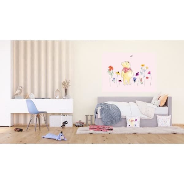 Non-woven affisch - Disney Nalle Puh - Nalle och blommorna modell - 160 cm x 110 cm Flerfärgad