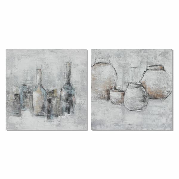 Maleri DKD Home Decor 100 x 2,8 x 100 cm Vase Traditionel (2 enheder)