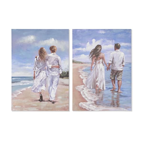 Maleri Home ESPRIT Strand Middelhavet 70 x 3 x 100 cm (2 enheder)