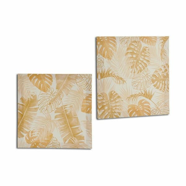Lærred Blad af en plante Gylden 28 x 28 x 1,5 cm (36 Enheder)