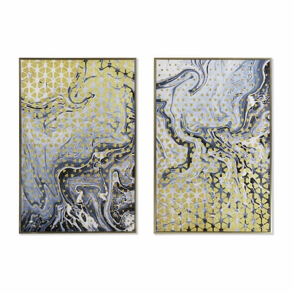 Maleri DKD Home Decor Abstrakt 60 x 3 x 90 cm Moderne Lakkert (2 enheter)