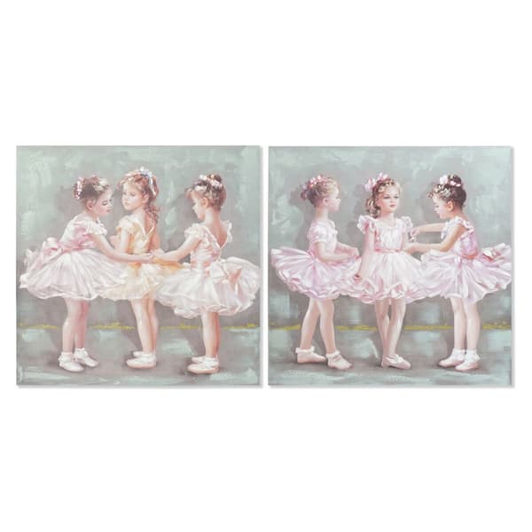 Maleri DKD Home Decor 80 x 3 x 80 cm Balletdanser Tradisjonell (2 enheter)
