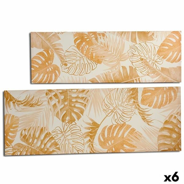Læret Blad av plante Gyllen 135 x 45 x 1,5 cm (6 enheter)