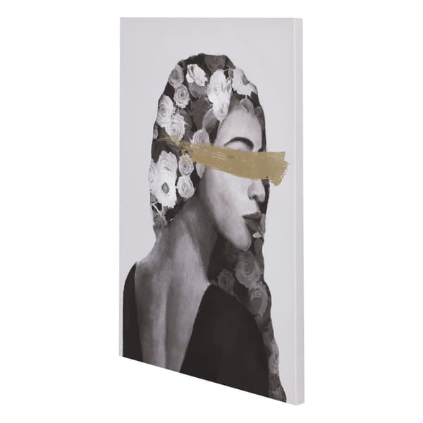 Maleri Home ESPRIT Dame Gyllen Moderne 70 x 3,7 x 100 cm (2 enheter)