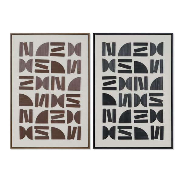 Maleri Home ESPRIT Brun Svart Beige Abstrakt Moderne 63 x 3,8 x 93 cm (2 enheter)