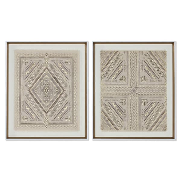 Læret Home ESPRIT Hvit Naturell Boho 50 x 3,8 x 60 cm (2 enheter)