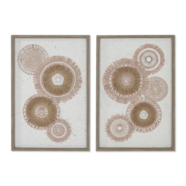 Læret Home ESPRIT Hvit Naturell Boho 40 x 3 x 60 cm (2 enheter)
