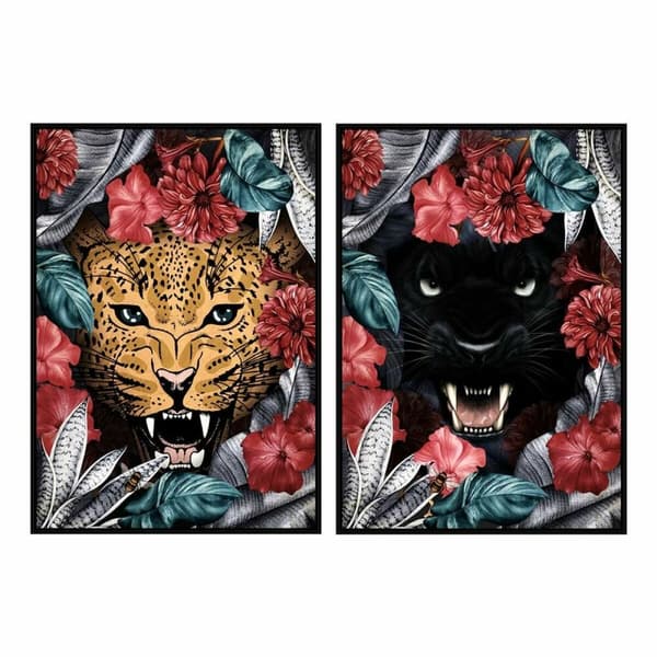 Maalaus DKD Home Decor 53 x 4,3 x 73 cm Trooppinen Viidakko (2 osaa)