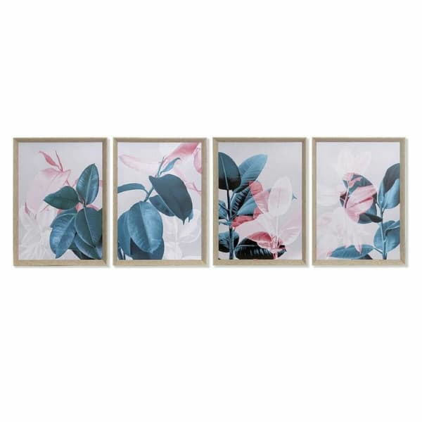 Maalaus DKD Home Decor Trooppinen Kasvien lehtiä 45 x 3,5 x 60 cm (4 osaa)