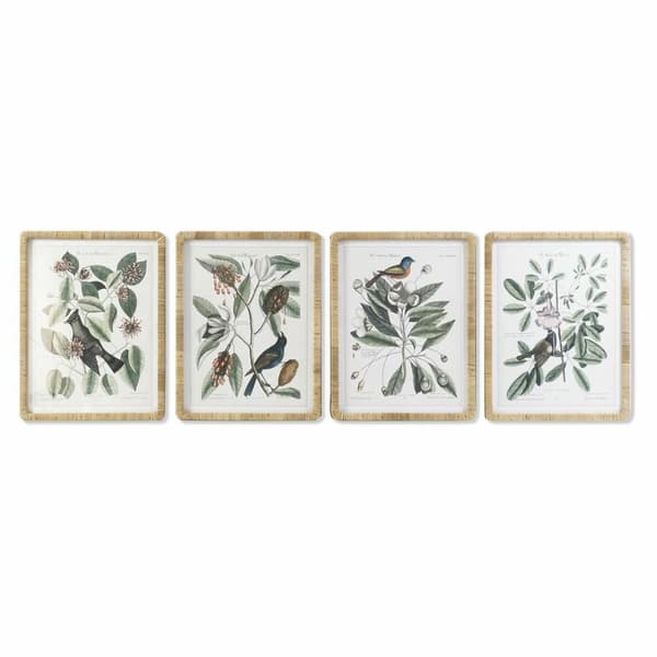 Maalaus DKD Home Decor 50 x 2,5 x 65 cm Shabby Chic Kasvitieteelliset kasvit (4 Kappaletta)