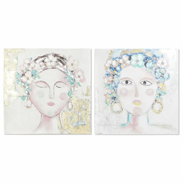 Maalaus DKD Home Decor 100 x 3,5 x 100 cm Nainen Skandinaavinen (2 osaa)