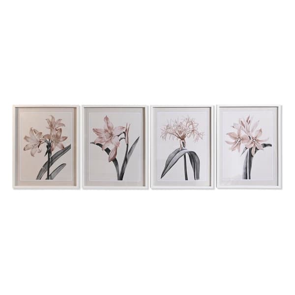Maalaus DKD Home Decor Kristalli Koivu 55 x 70 x 2,5 cm 55 x 2,5 x 70 cm Gėlės (4 Kappaletta)