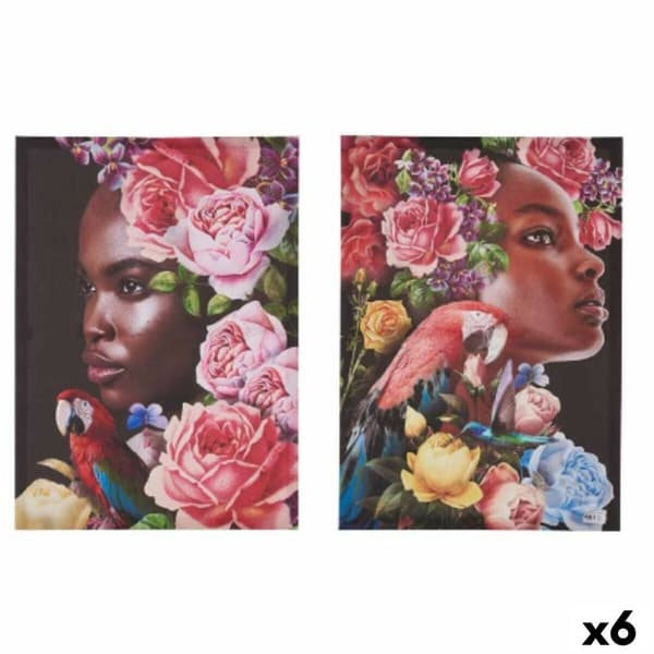 Set of 2 pictures Kangas Nainen Trooppinen 70 x 50 x 1,5 cm (6 osaa)