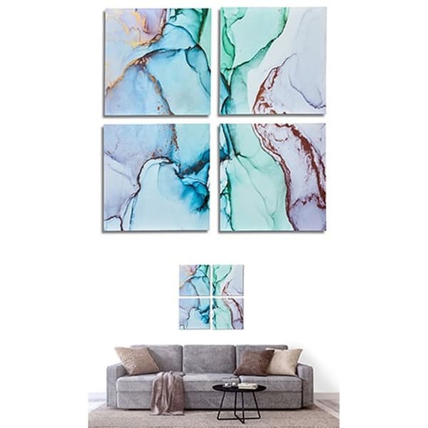 Set of 4 pictures Kangas Marmori Sininen 35 x 7 x 35 cm (6 osaa)