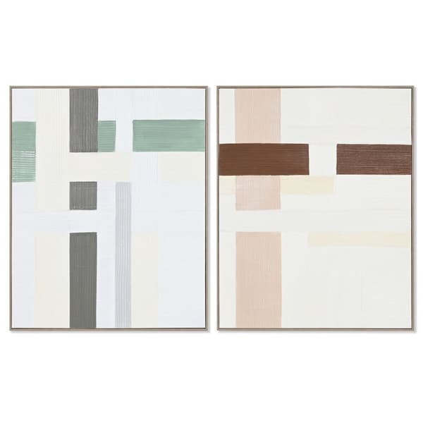 Maalaus Home ESPRIT Abstrakti Kaupunki 82,2 x 4,5 x 102 cm (2 osaa)