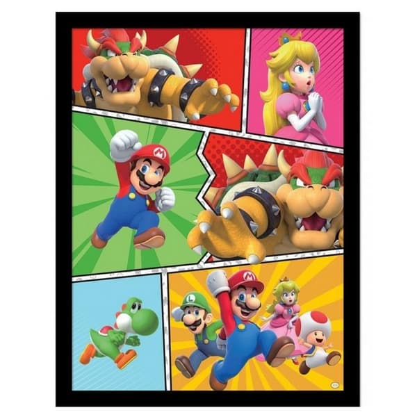 Super Mario Comic Strip Framed Print Multicoloured 40cm x 30cm