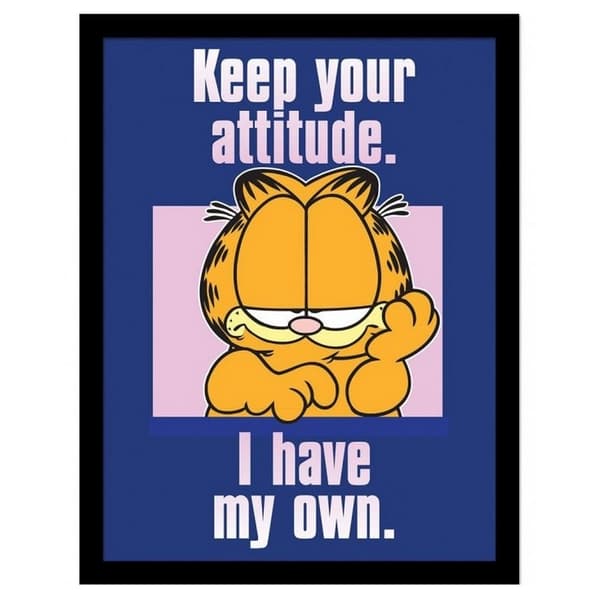 Garfield Keep Your Attitude Framed Print Blue/Orange 40cm x 30cm
