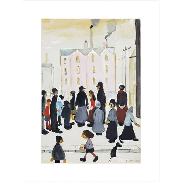 L.S. Lowry Group Of People 1959 Mounted Print Grey/White 40cm x 30cm