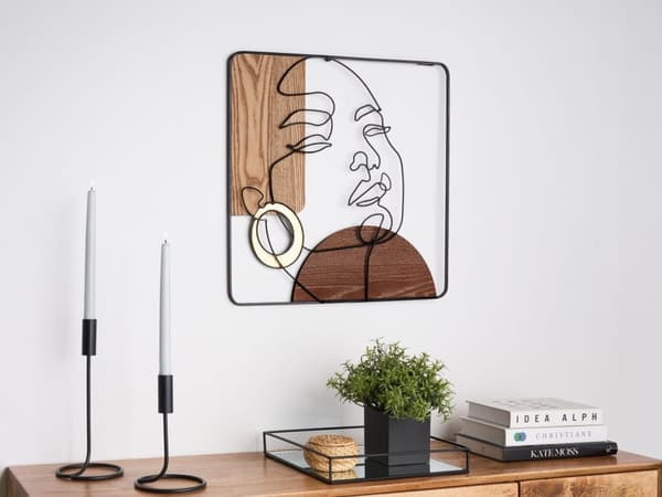 Veggdekorasjon Brun Jern MDF 50 x 50 cm Håndlaget Minimalistisk stil Veggkunst