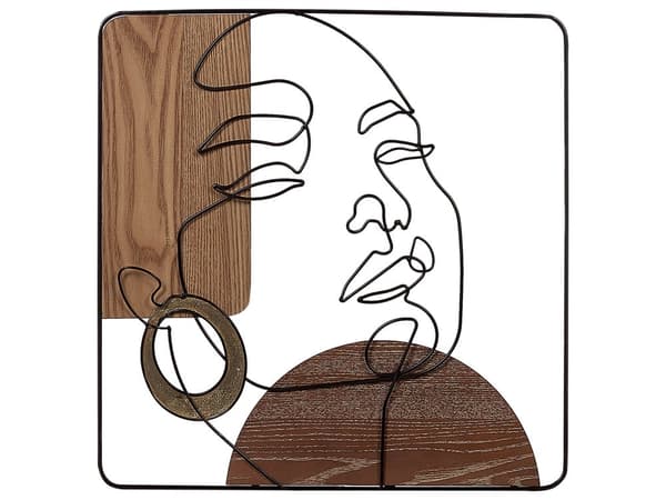 Veggdekorasjon Brun Jern MDF 50 x 50 cm Håndlaget Minimalistisk stil Veggkunst