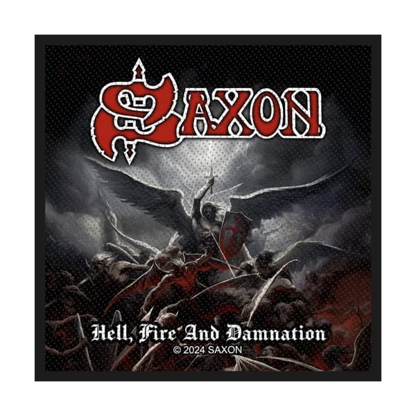 Saxon Woven Patch: Hell, Fire And Damnation