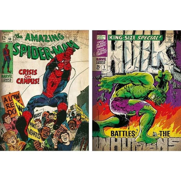 Marvel Poster med serieomslag (Förpackning med 2) Multicoloured 38.2cm x 3.7cm x 3.7cm
