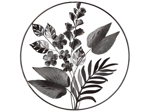 Veggdekorasjon Gull Grønn Jern 70 x 5 x 70 cm Rund form Blomstermotiv Håndlaget Moderne design Veggkunst