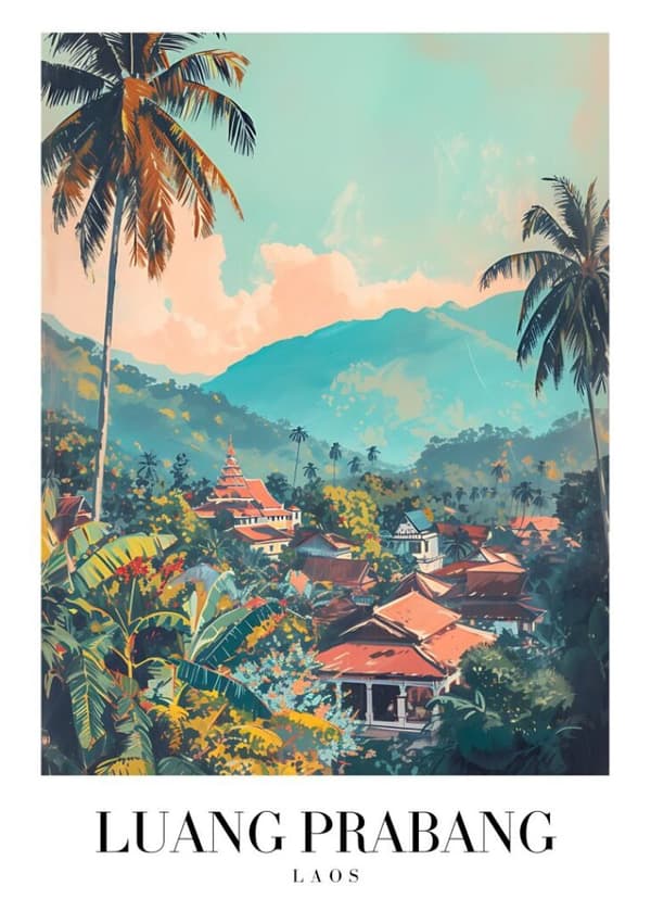 Luang Prabang LAOS Affisch/Poster/Print/Tavla