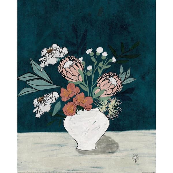 Erum Khalili Moody Floral I Print Blue/White/Green 50cm x 40cm