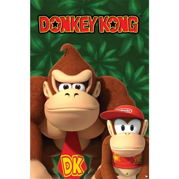 Donkey Kong Maxi Donkey & Diddy Kong Poster Multicoloured 91.5cm x 0.12cm x 61cm