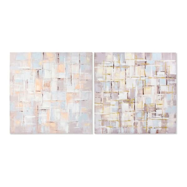 Maleri DKD Home Decor Squares Abstrakt 100 x 3 x 100 cm Moderne (2 enheder)
