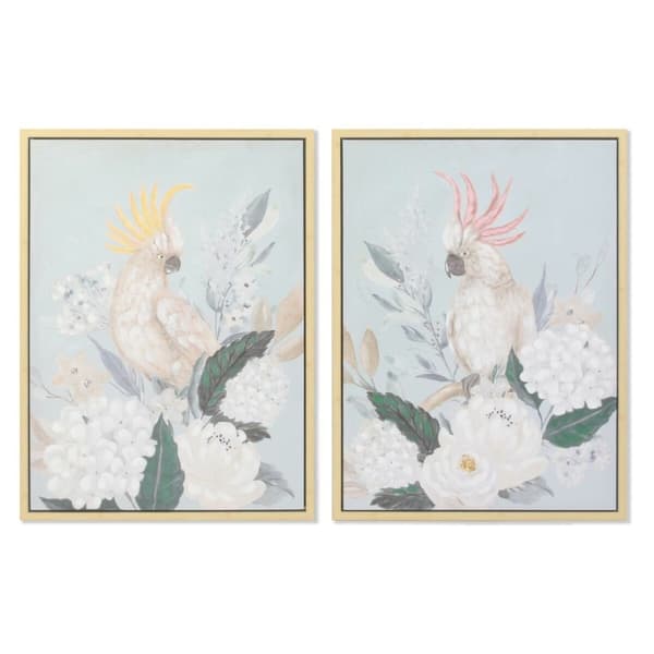 Tavla DKD Home Decor 60 x 4 x 80 cm Virágok Tropiskt (2 antal)