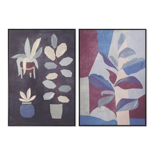 Maleri DKD Home Decor 83 x 4,5 x 123 cm Cvetlice Moderne (2 enheder)