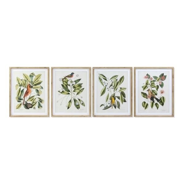 Maalaus DKD Home Decor Bird 55 x 2,5 x 70 cm Trooppinen Linnut (4 Kappaletta)