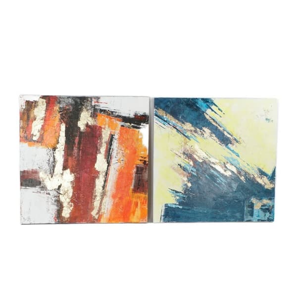 Maleri DKD Home Decor 99,5 x 3,5 x 99,5 cm Abstrakt Moderne (2 enheder)