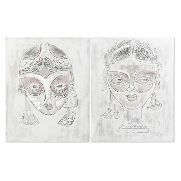 Tavla DKD Home Decor 80 x 3,7 x 100 cm Ansikte Kolonial (2 antal)