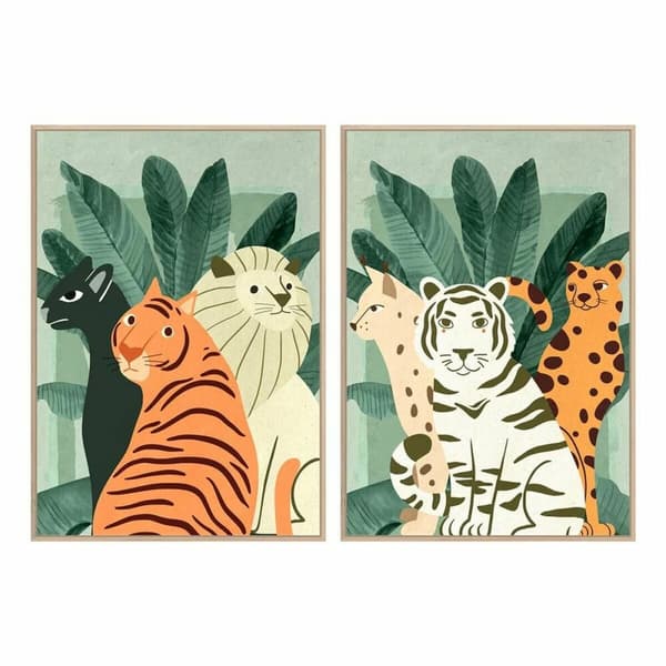 Maalaus DKD Home Decor 83 x 4,5 x 123 cm Trooppinen eläimet (2 osaa)