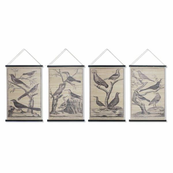 Lærred DKD Home Decor Fugle 60 x 2 x 90 cm Cottage (4 Dele)