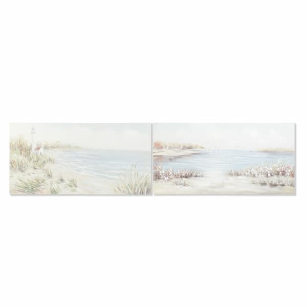 Maleri DKD Home Decor 140 x 3,7 x 70 cm Strand Middelhavet (2 enheder)