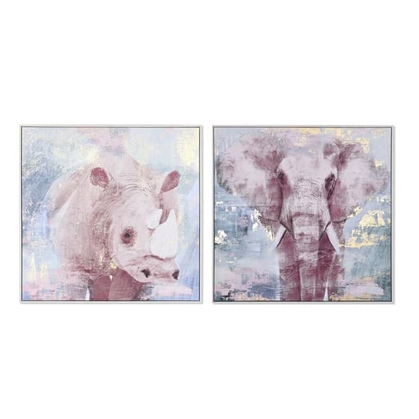 Maleri DKD Home Decor 103 x 4,5 x 103 cm Elefant Moderne (2 enheder)