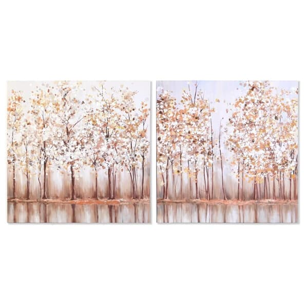 Lærred DKD Home Decor Træer Traditionel 90 x 2 x 90 cm (2 enheder)