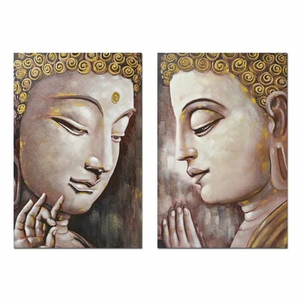 Maalaus DKD Home Decor Buddha 80 x 3 x 120 cm Itämainen (2 osaa)